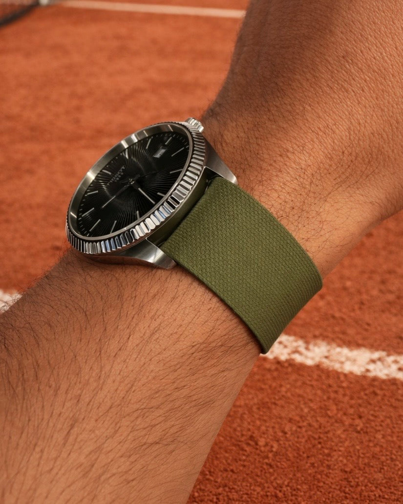Bracelet de montre vert en caoutchouc fkm véritable