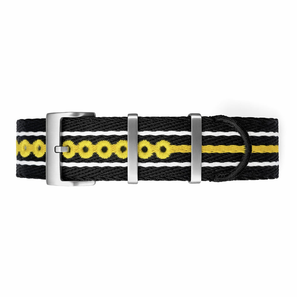 Nato Watch Strap Black Yellow White - Braided Nylon 20mm 22mm