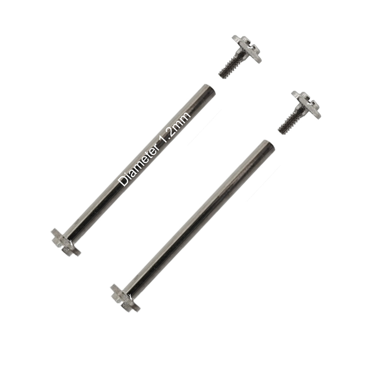 Schraube - 8mm bis 28mm Ø 1,2mm - Kopf H Ø 2,5mm - Uhrenarmbandbefestigung - Silber - 2 Stück