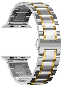 6 Farben – Armbänder – Kompatible Apple Watch – 3-reihige Edelstahlglieder