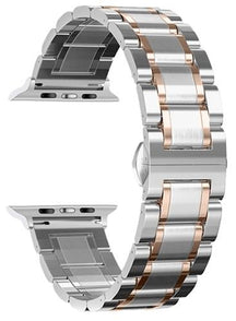 6 Farben – Armbänder – Kompatible Apple Watch – 3-reihige Edelstahlglieder