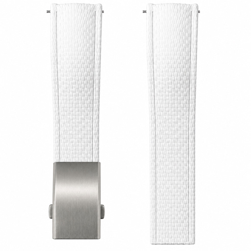 Bracelet Montre Caoutchouc FKM - Compatible avec Seiko - Texture SAILCLOTH / Incurvé & Rapide / CTS - Boucle Déployante