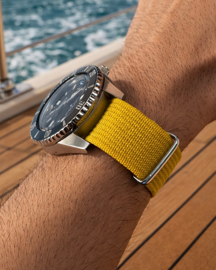 Nato Jaune Moutarde - Hybride Tissu Nylon / Silicone