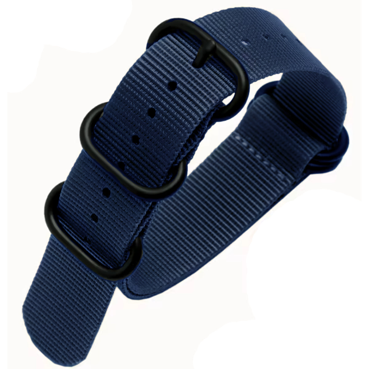 ZULU 26 mm Nylon-Nato-Armband – Blau/Schwarze Schnalle – Herren – 2 mm dickes, steifes Armband
