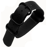 ZULU Nato-Armband 19 mm Nylon – Schwarz / Vollschwarz – Herren – Nylonarmband 1,2 mm
