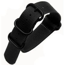 ZULU Nato-Armband 19 mm Nylon – Schwarz / Vollschwarz – Herren – Nylonarmband 1,2 mm