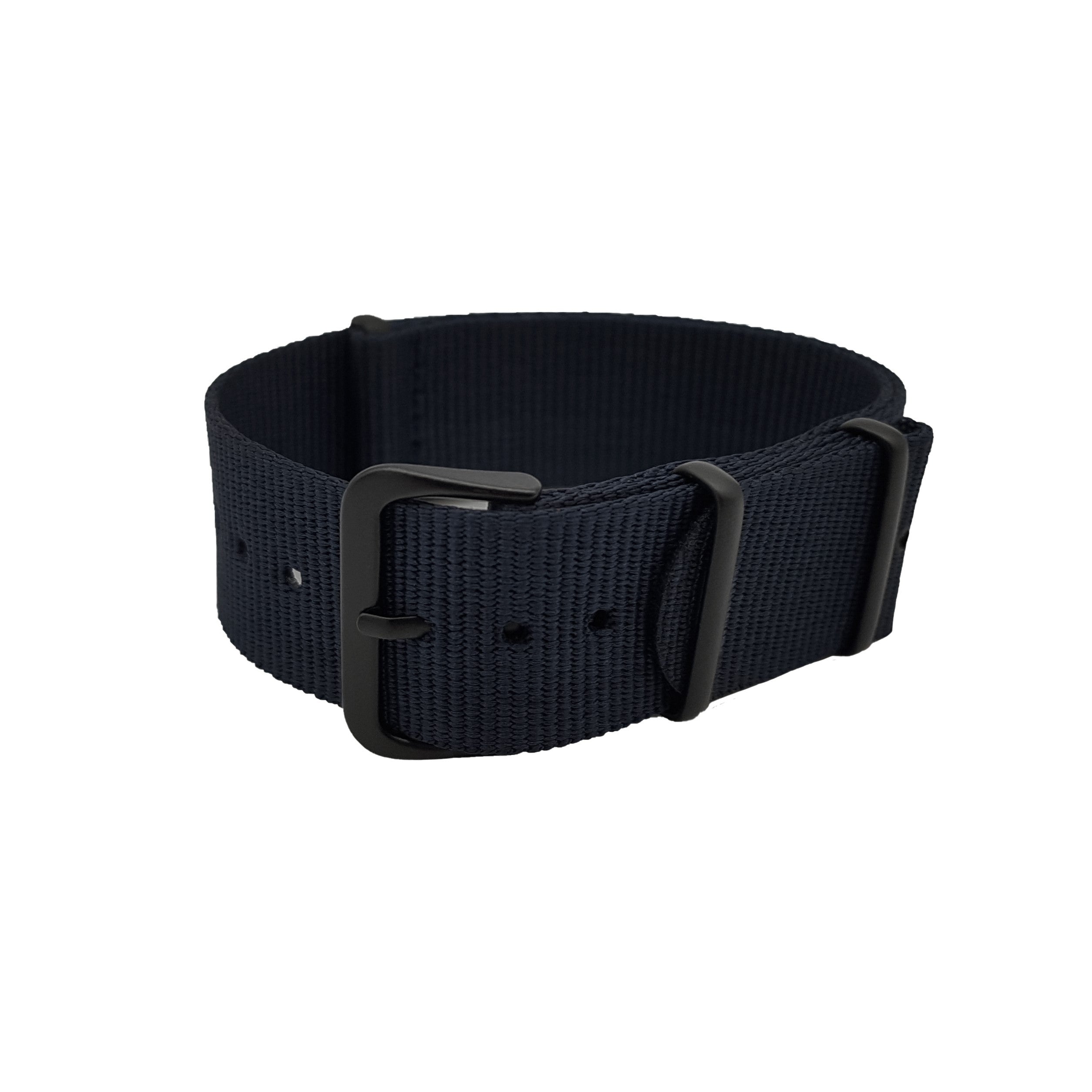 Bracelet de Montre NATO 20mm Nylon Noir / Boucle Noir - Souple – Épaisseur 1mm