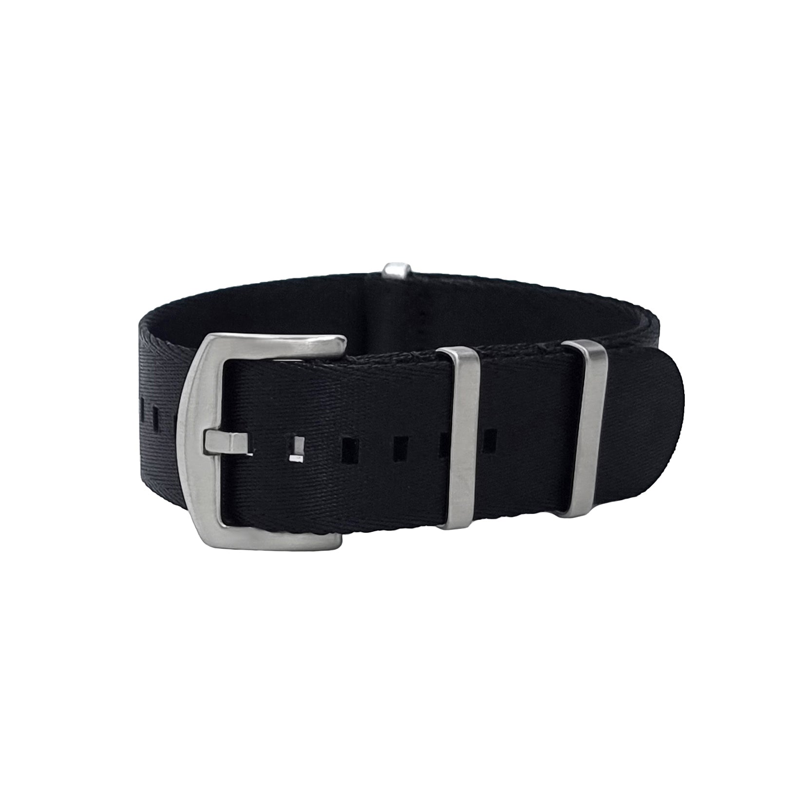 NATO Nylon Schwarz / Satin Schnalle - Weich - Uhrenarmband - Herren