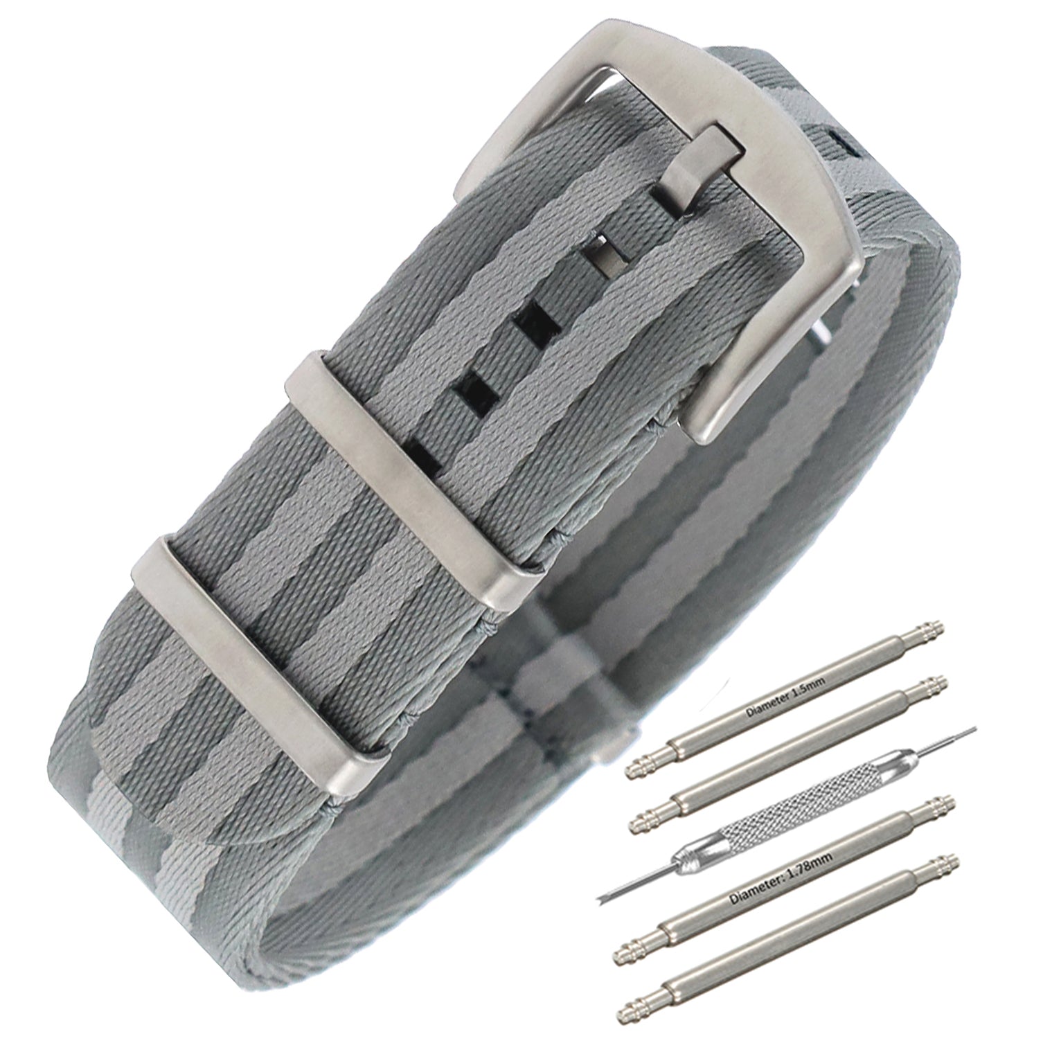 NATO Nylon Grau / Hellgrau - Weich - Uhrenarmband - Herren