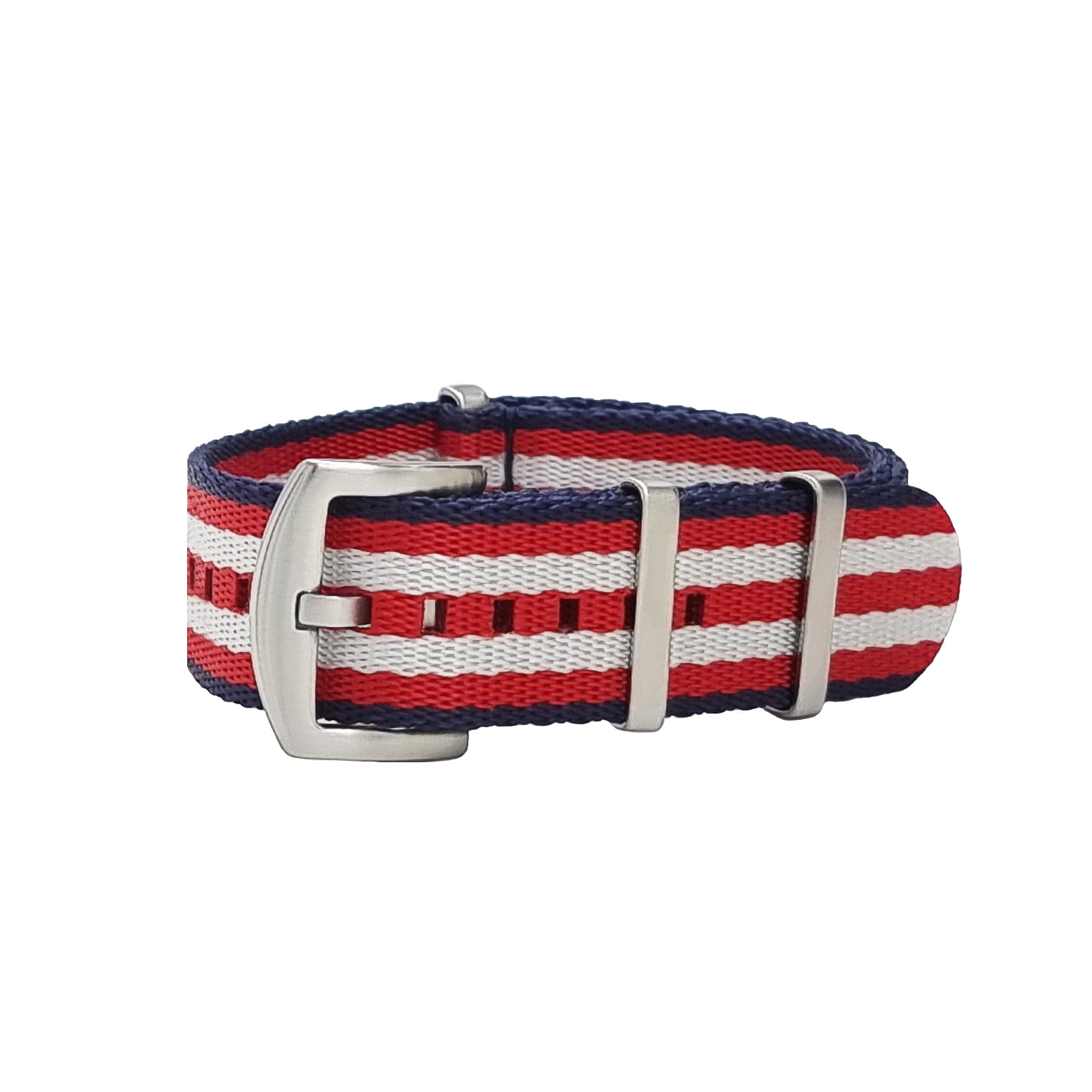 Nato-Armband 22 mm Nylon / Blau / Weiß / Rot Satin-Schnalle - Weich - Uhrenarmband - Herren