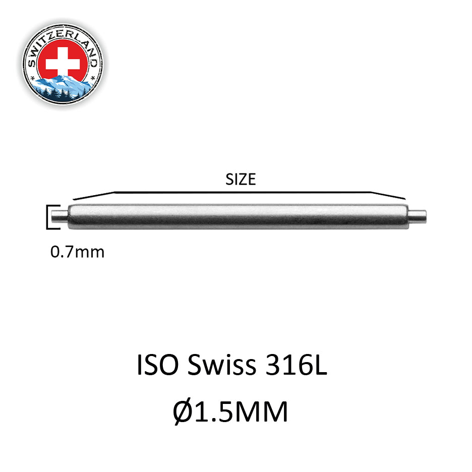 6mm bis 22mm XSS Ø 1,5mm - Federstege für Uhrenarmband - 316L Edelstahl - 0,7mm - Swiss Made - 2 Stk