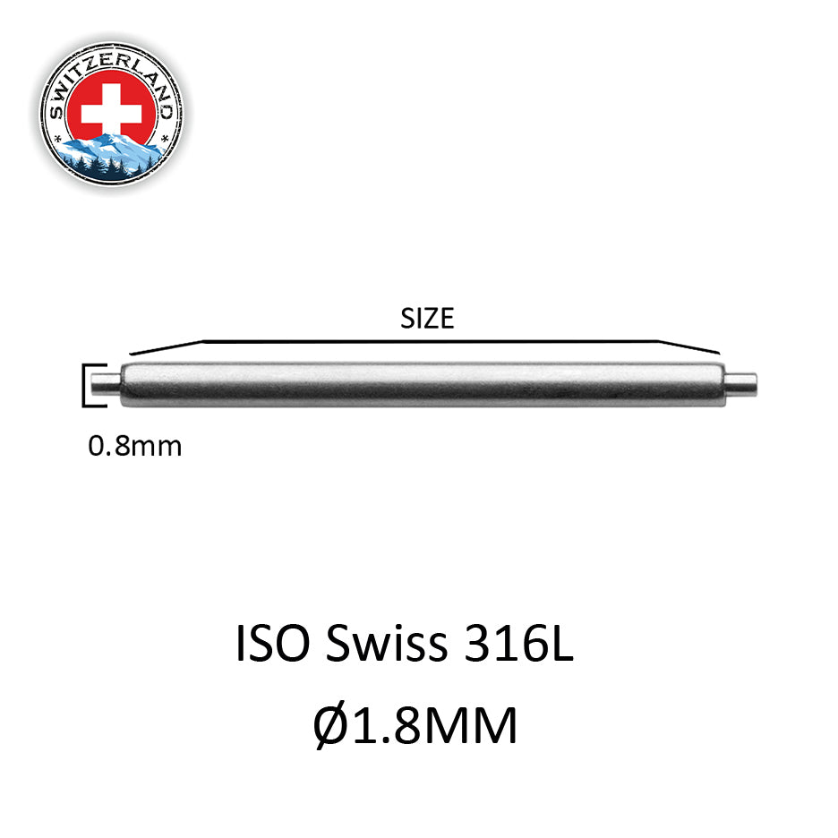 5mm à 33mm Ø 1.8mm Inox 316L - Single Shoulder ( Épaule simple ) - 2 pcs - Iso Swiss Made