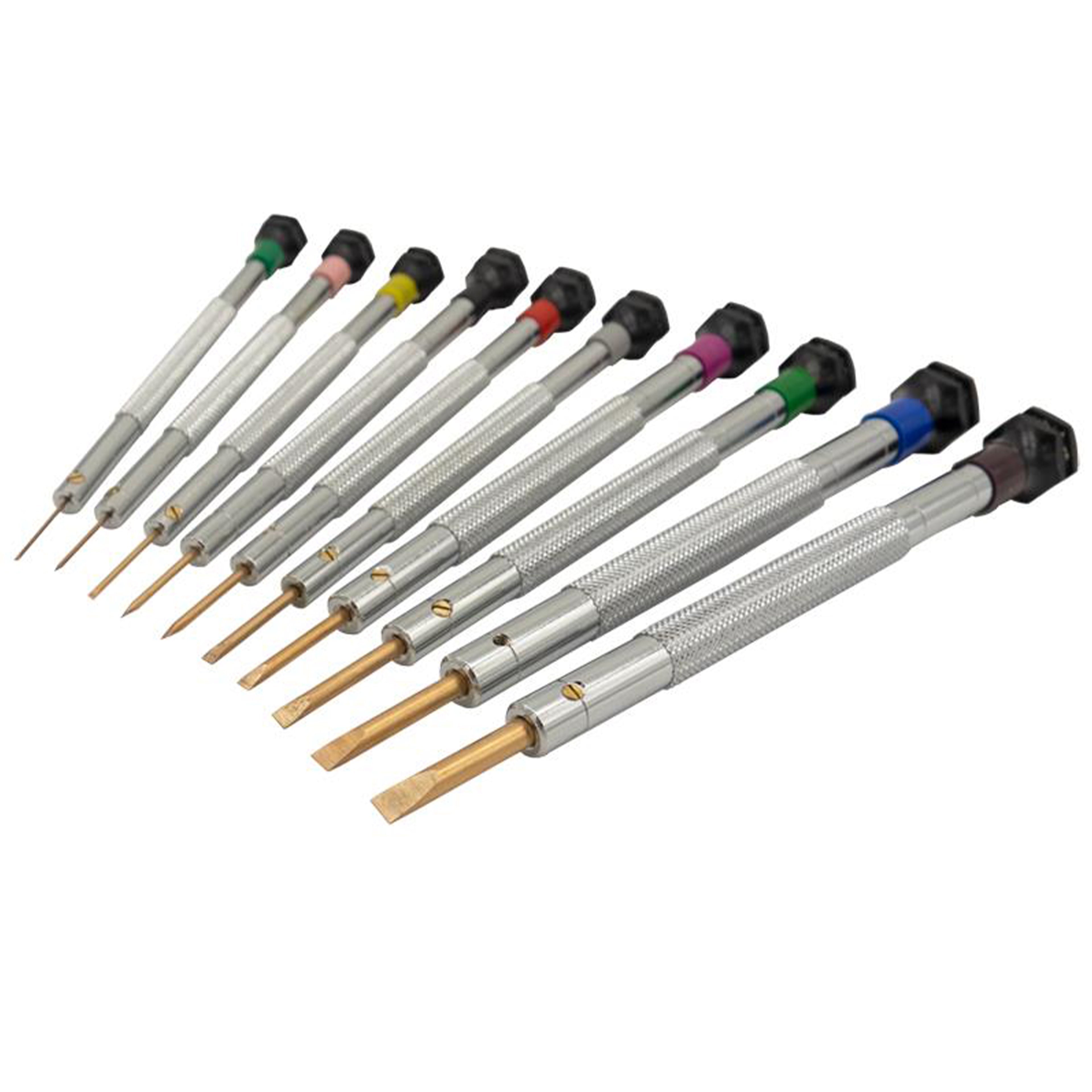 Tournevis Plat - XT Premium - 100% Antimagnétique -  9 Pcs avec support rotatif - Fabriqué en France