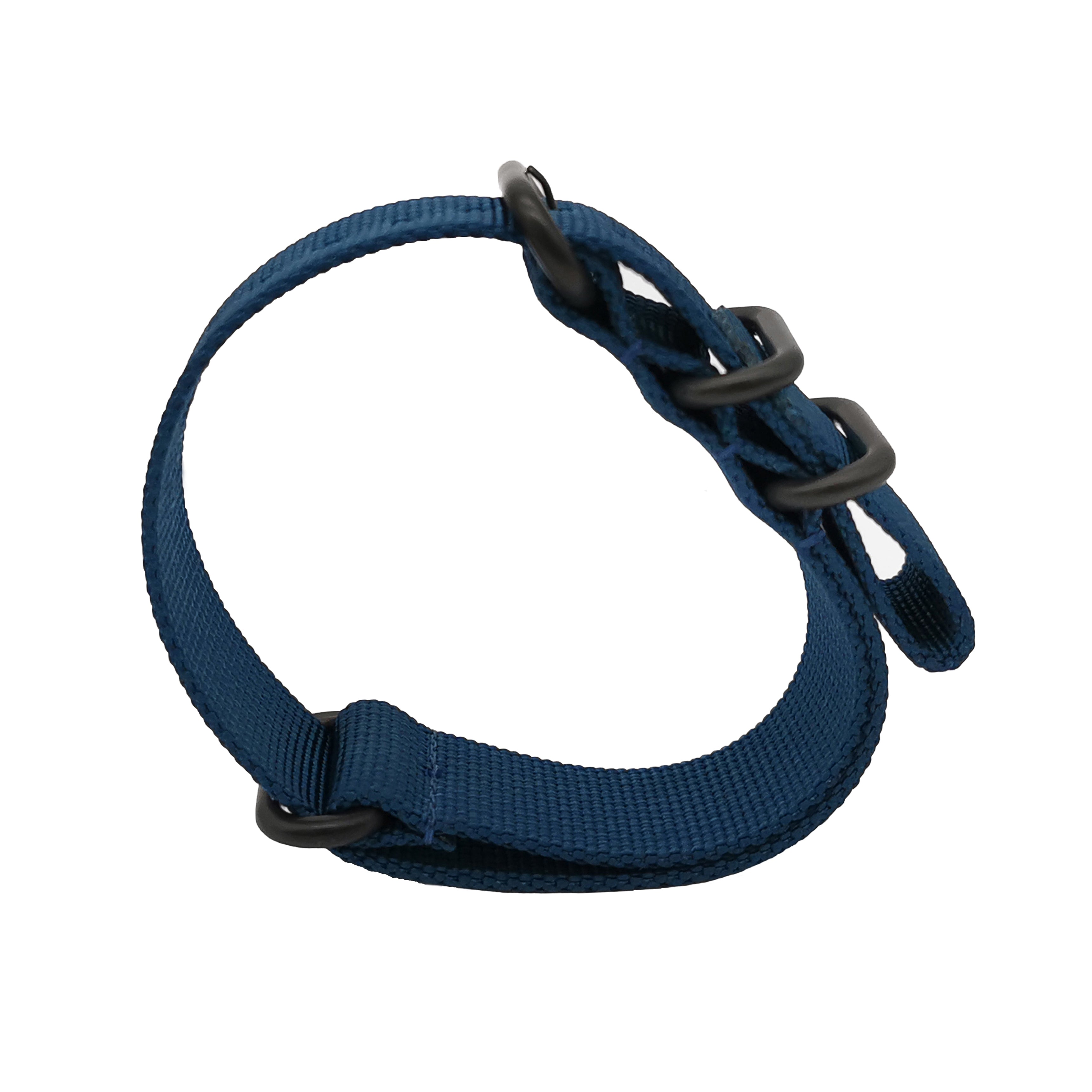 ZULU 24 mm Nylon-Nato-Armband – Blau/Schwarze Schnalle – Herren – 2 mm steifes und dickes Armband