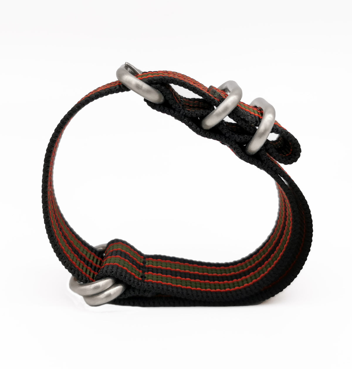 ZULU Nylon James Bond - Black / Red / Green Satin Buckle - Watch Strap - Men - Stiff &amp; Thick 2mm