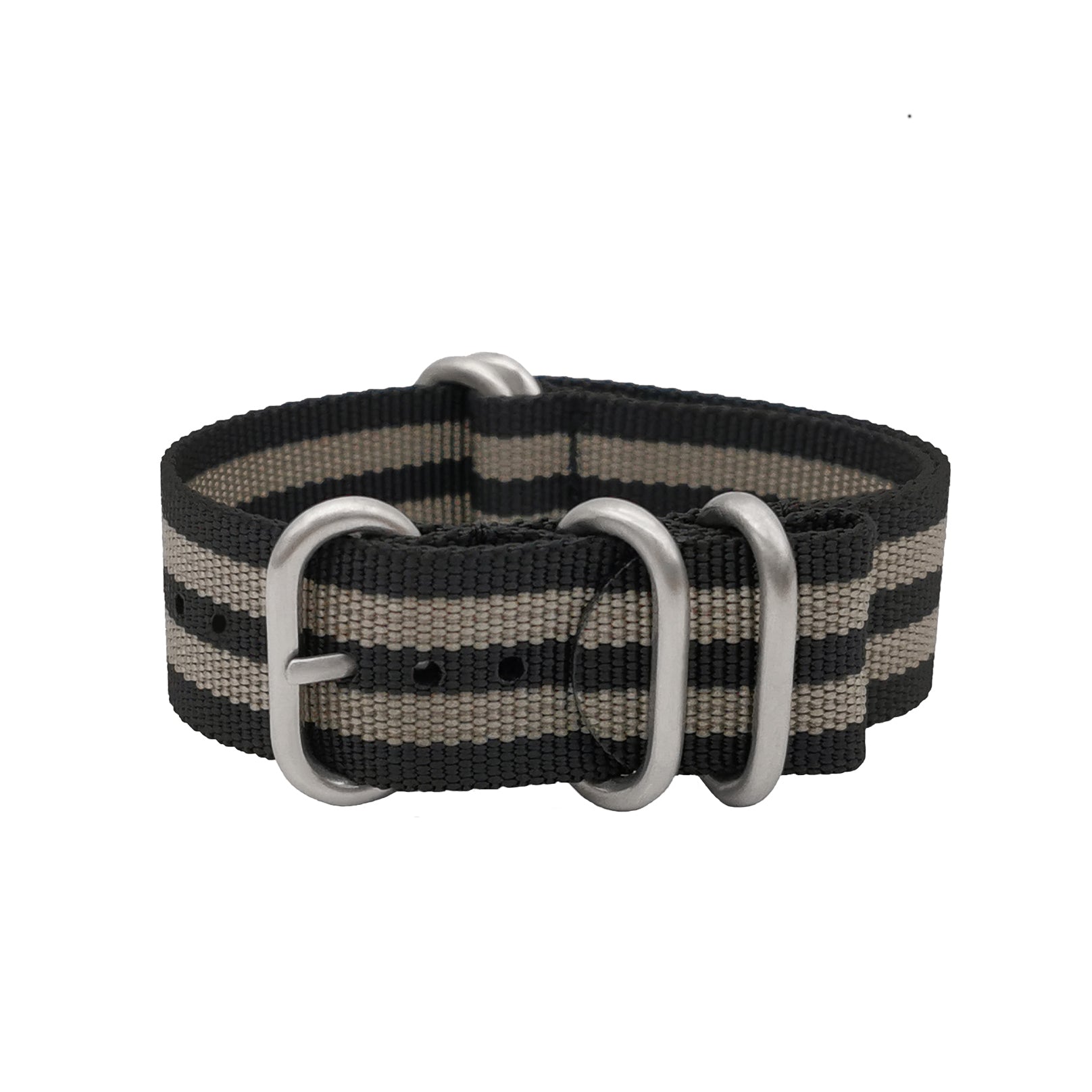 ZULU Nato Watch Strap 22mm Nylon Black-Grey - Black Buckle - Men - Stiff and Thick 2mm