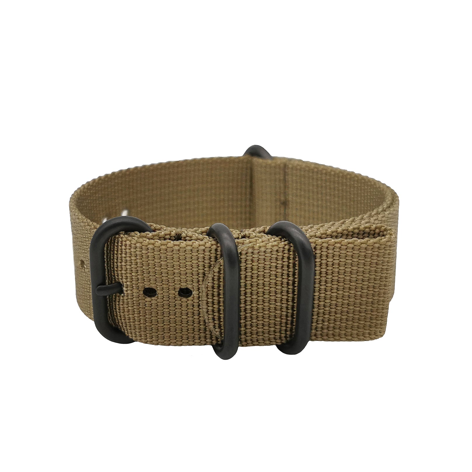 Bracelet de Montre ZULU Nato Nylon Vert-Olive – Boucle Noir - Homme - Raide et épais 2mm