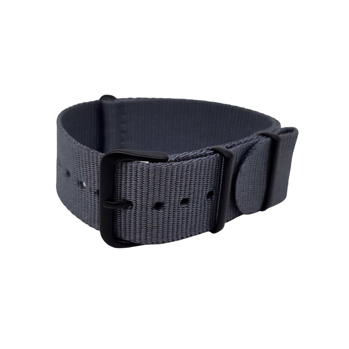 NATO-Nylon, dunkelgrau/schwarze Schnalle – weich – leichtes Uhrenarmband – 1 mm dick