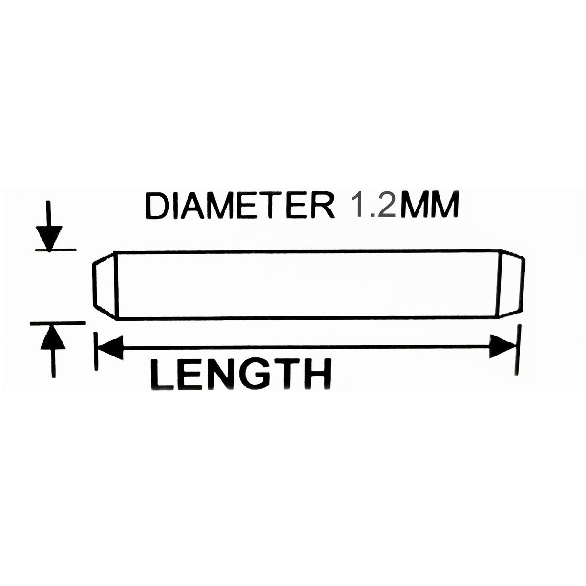 10mm à 24mm Ø 1.2mm - Épingles - Broches solides - Lot de 2 Pcs