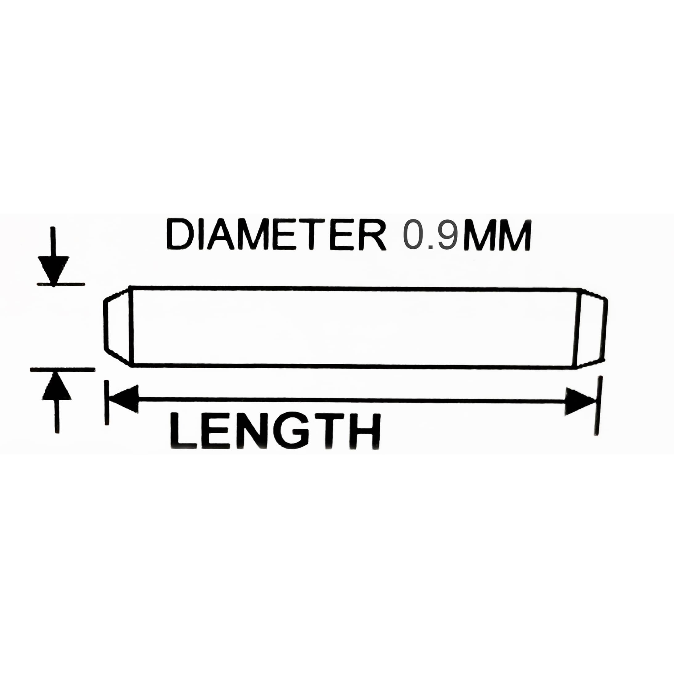 10mm bis 24mm Ø 0,9mm - Stifte - Massive Rundstäbe - für Uhrenarmband - 316L Edelstahl - 2 Stück